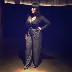 Wide leg sparkle pants